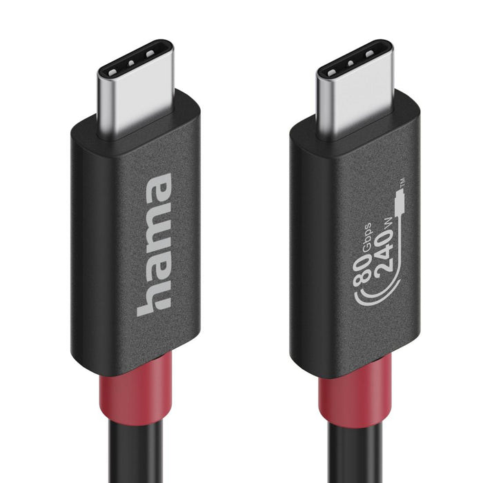 HAMA USB-C eMarker Cable, USB 4 Gen 4, 80 Gbit/s, 1 m, 5 A, 240 W, black