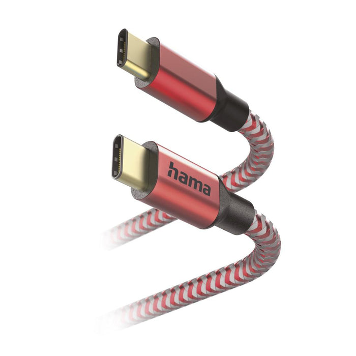 Cable HAMA Reflective, USB-C male - USB-C male, 1.5 m., Red