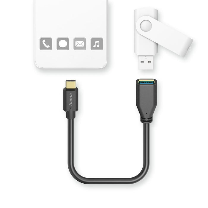 HAMA Adapter OTG USB-C male - USB-A female, 0.15m, black