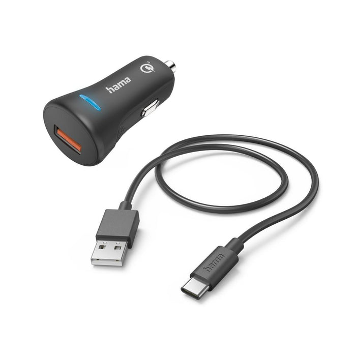 Car charger HAMA 12-24 V /USB-C 3A, 19.5W + cable, 201615