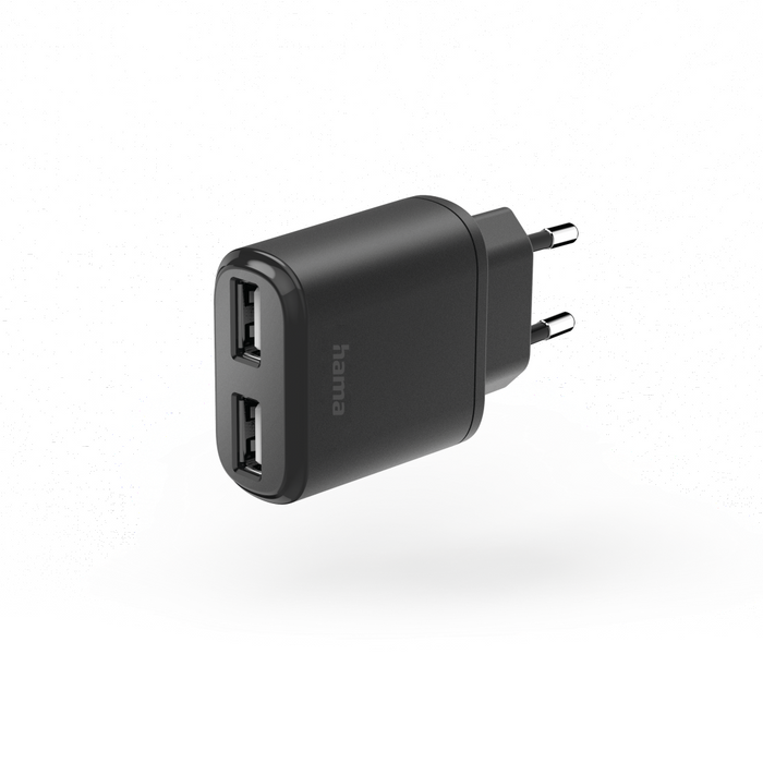 Charger HAMA 220V, 2 x USB-A, 12W, Black