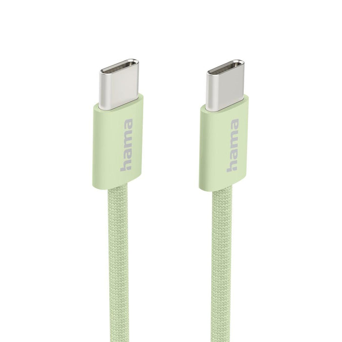 HAMA Charging cable "Fabric", USB-C - USB-C, 1 m, Nylon, green