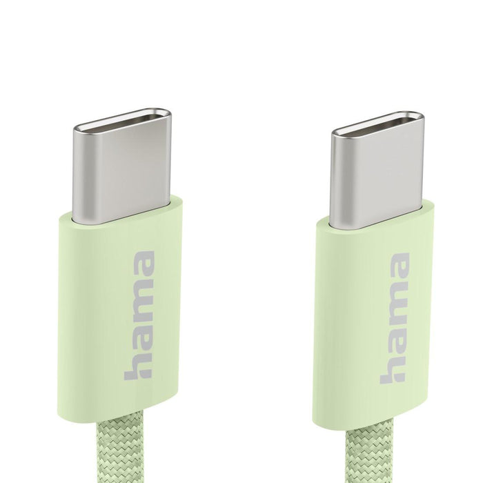 HAMA Charging cable "Fabric", USB-C - USB-C, 1 m, Nylon, green