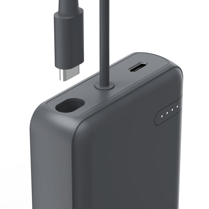 HAMA External battery "Travel" with cable, 10000mAh, 2 outputs: 2x USB-C, anthracite