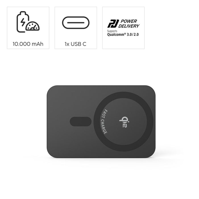 HAMA Wireless external battery Qi2, 10000mAh, inductive charging, anthracite