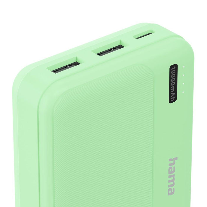HAMA External battery "Pocket 10", 10000 mAh, Outputs: 2x USB-A, green