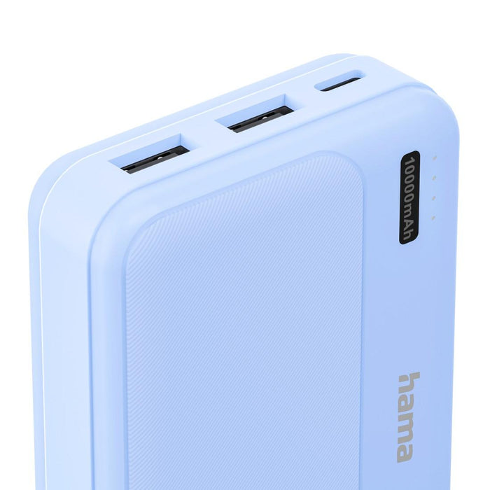 HAMA External battery "Pocket 10", 10000 mAh, Outputs: 2x USB-A, blue