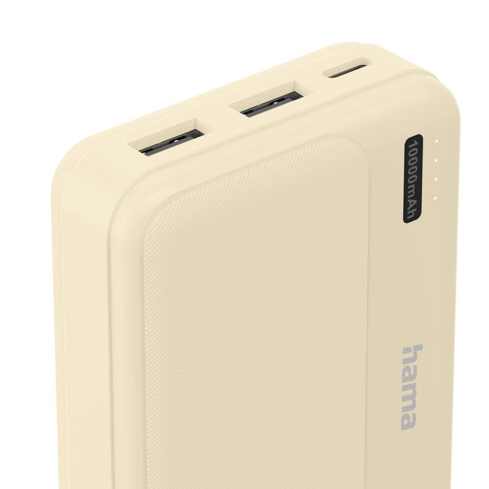 HAMA External battery "Pocket 10", 10000 mAh, Outputs: 2x USB-A, beige