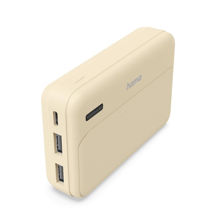 HAMA External battery "Pocket 10", 10000 mAh, Outputs: 2x USB-A, beige