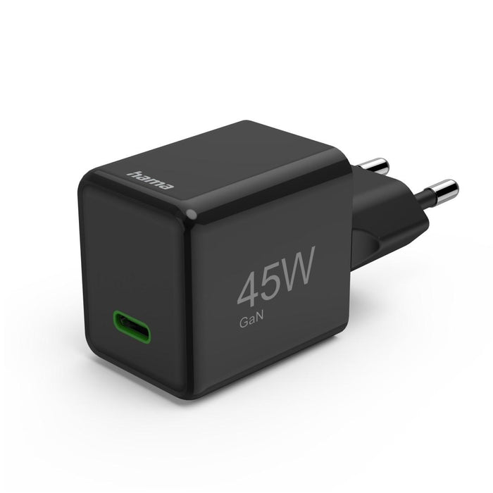 HAMA Fast mini charger GaN, USB-C, PD, 45 W, black