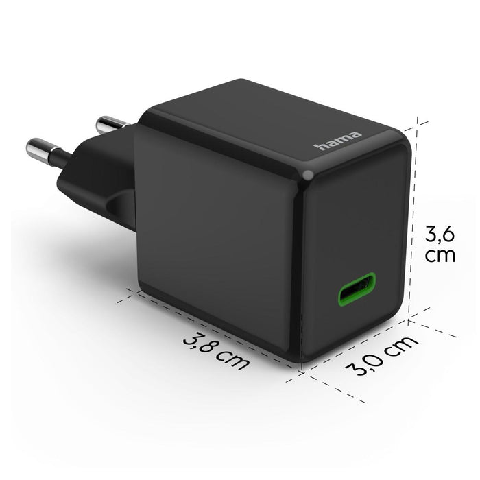 HAMA Fast mini charger GaN, USB-C, PD, 45 W, black