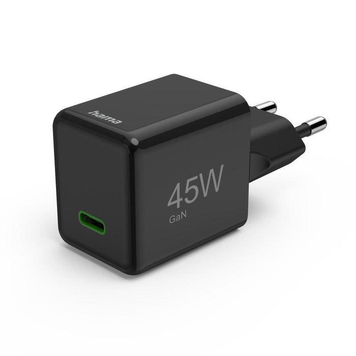 HAMA Fast mini charger GaN, USB-C, PD, 45 W, black
