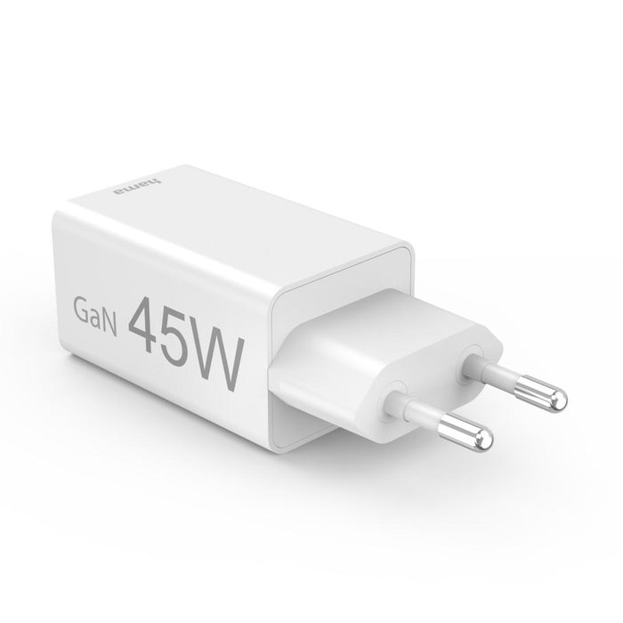 HAMA Fast mini charger, 45 W, 1x USB-C - 1x USB-A, PD, white