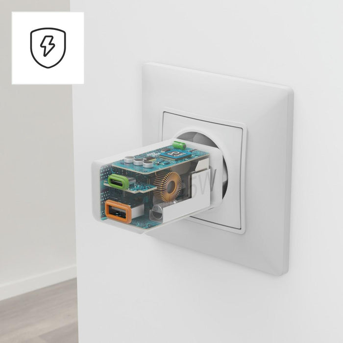 HAMA Fast mini charger, 45 W, 1x USB-C - 1x USB-A, PD, white