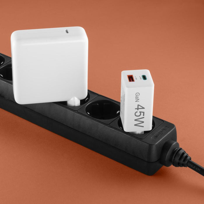 HAMA Fast mini charger, 45 W, 1x USB-C - 1x USB-A, PD, white