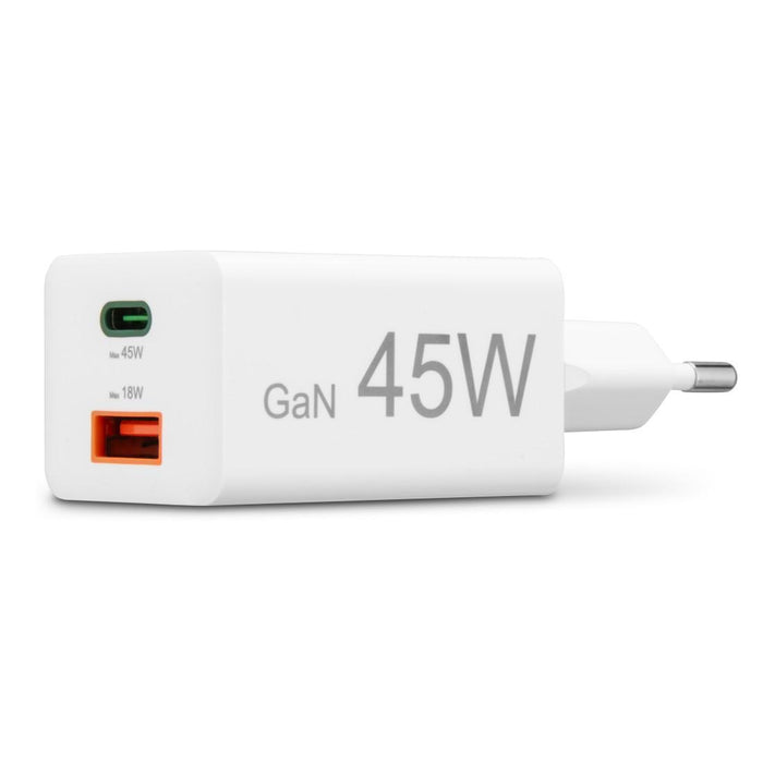HAMA Fast mini charger, 45 W, 1x USB-C - 1x USB-A, PD, white