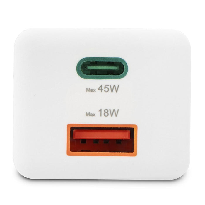 HAMA Fast mini charger, 45 W, 1x USB-C - 1x USB-A, PD, white