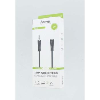 Audio extension cable HAMA, 3.5 mm jack male - 3.5 mm jack female, 5m, Black