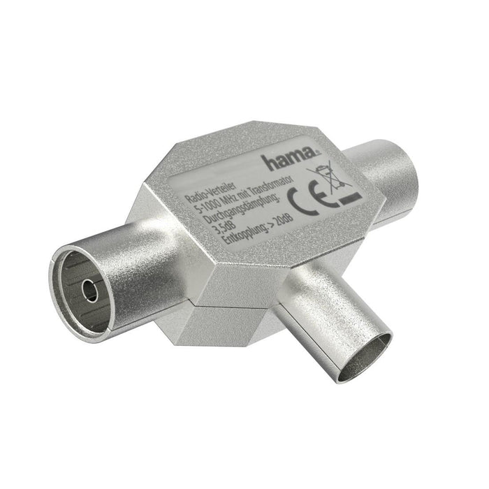 HAMA, Splitter for antenna, 1 input - 2 outputs, metal