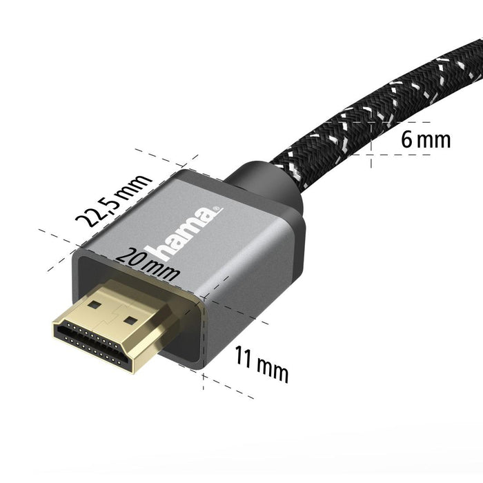 Cable HAMA Ultra HD, HDMI male - HDMI male, 8K, 48GB/s, Metal, 1 m, Posl. connectors, Black