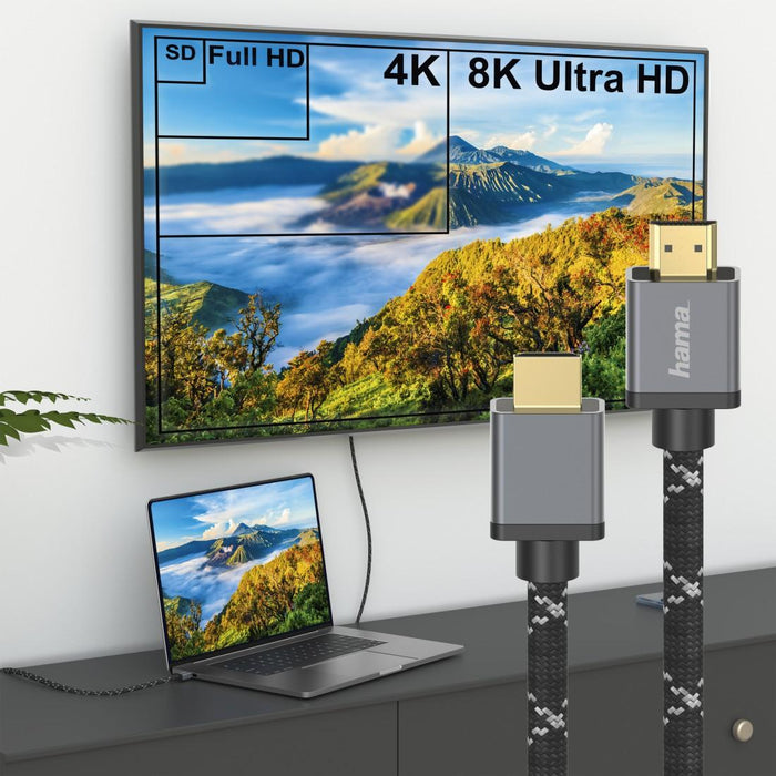 Cable HAMA Ultra HD, HDMI male - HDMI male, 8K, 48GB/s, metal, 2 m, Posl. connectors, Black