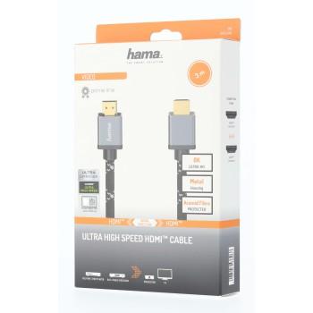 Cable HAMA Ultra HD, HDMI male - HDMI male, 8K, 48GB/s, metal, 3 m, Posl. connectors, Ethernet, Black