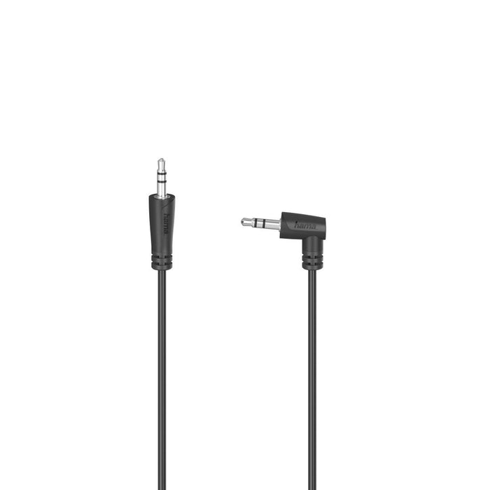 Audio cable HAMA, 3.5mm jack male - 3.5mm jack male at 90°, 1.5m, Stereo, Black