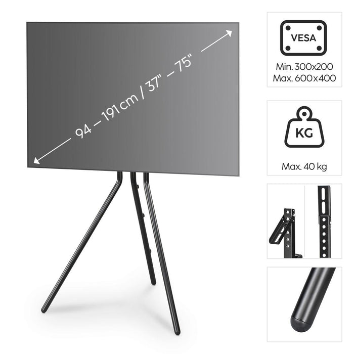 TV Stand Easel Design, up to 191cm / 75" /, up to 40kg, black