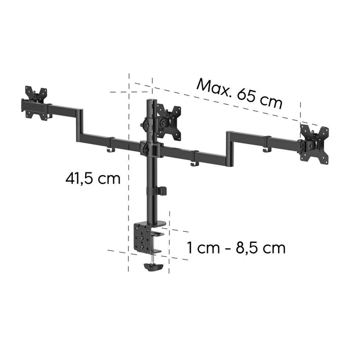 HAMA 3-Monitor Stand, Adjustable Height, 13" - 27"