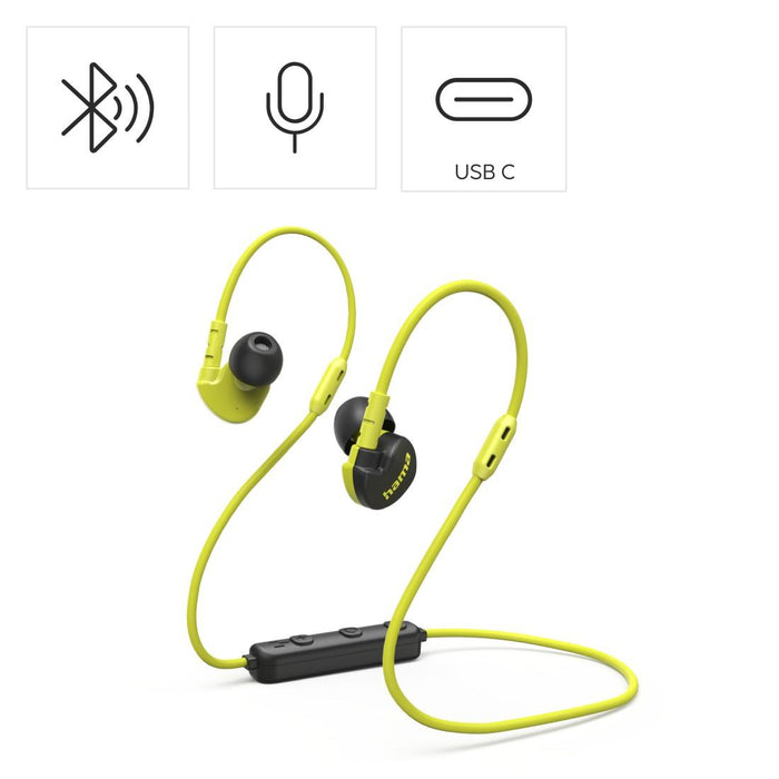 HAMA Bluetooth headphones, sports, "Freedom Athletics III", with microphone, yellow and black