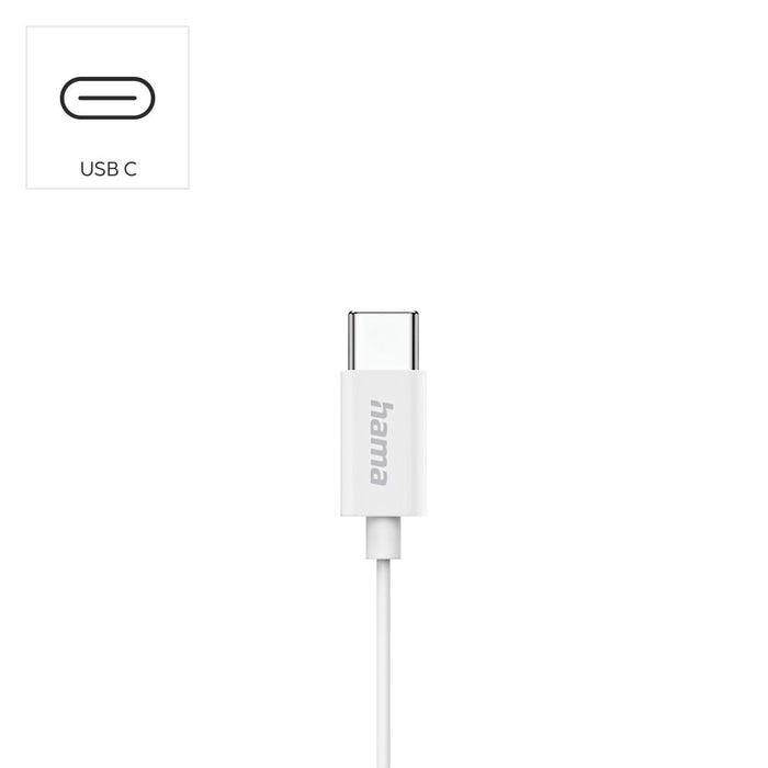HAMA "Season II" USB-C Headphones, earbuds, microphone, cable kink protection, white