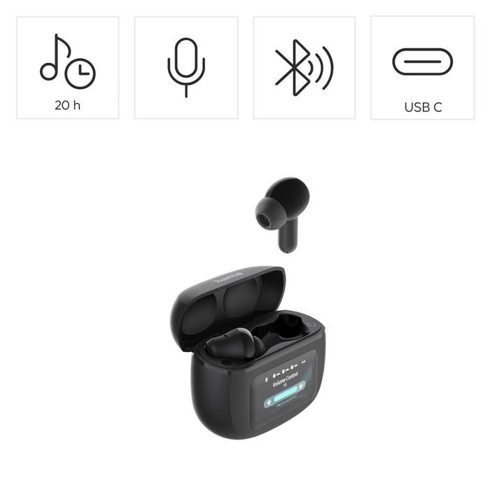 HAMA Bluetooth headphones "Spirit Touch", TWS, ANC, with touch display, black