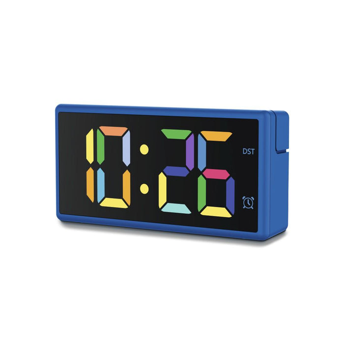 HAMA Digital clock "Ibiza", multi-color display, with USB charging function, blue