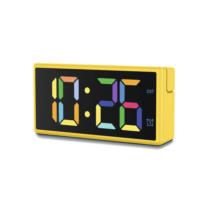 HAMA Digital clock "Ibiza", multi-color display, with USB charging function, yellow