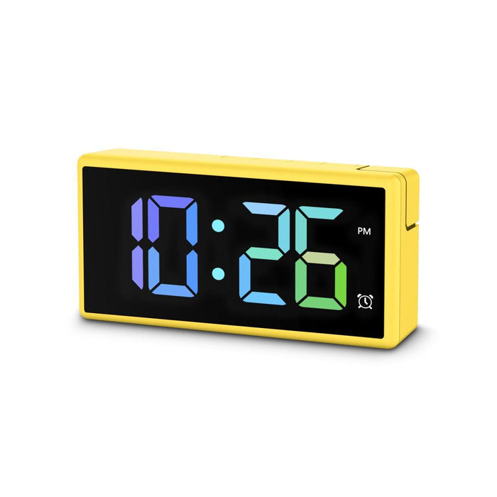 HAMA Digital clock "Ibiza", multi-color display, with USB charging function, yellow