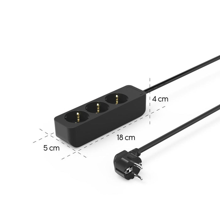 HAMA 3-socket power strip, 1.4m, black