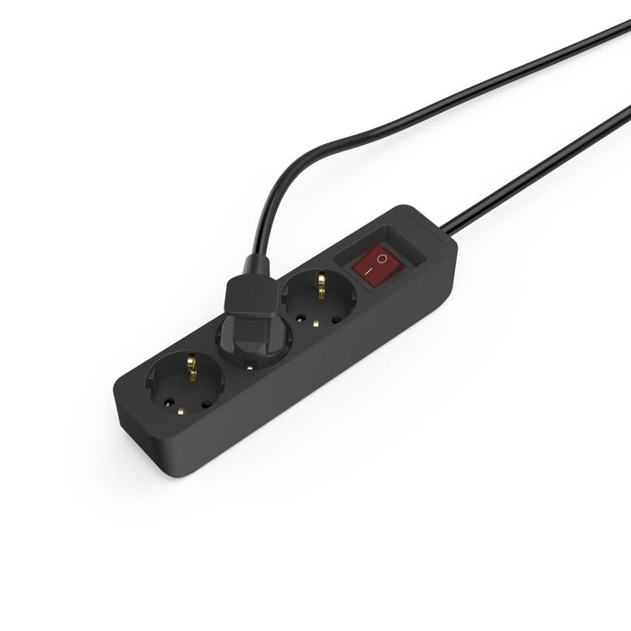 HAMA 3-socket power strip, 1.4m, black with on/off button