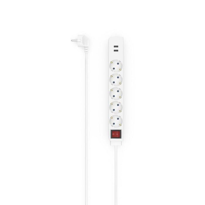 Power adapter HAMA USB 3.4A, 5 sockets, 2x USB, 3400mA, 223183