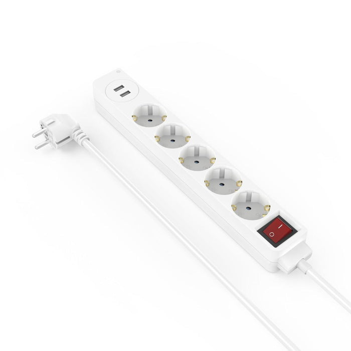 Power adapter HAMA USB 3.4A, 5 sockets, 2x USB, 3400mA, 223183