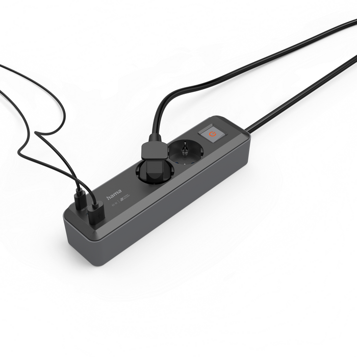 Hama power strip, 2-socket, 1.4 m, 223188