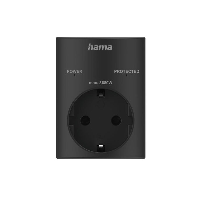HAMA Socket with built-in surge protection, black