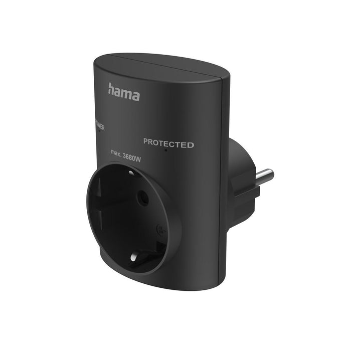 HAMA Socket with built-in surge protection, black