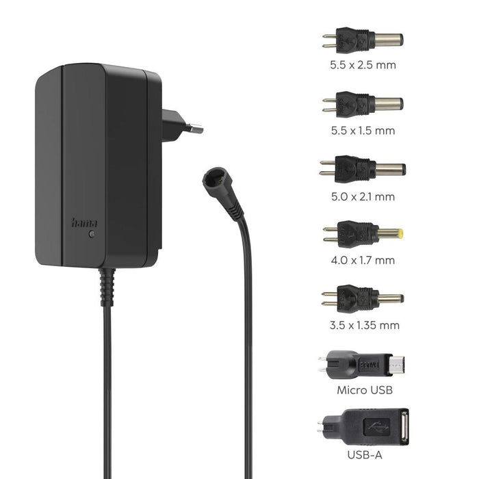 Hama Universal power supply, adjustable, 2250mA, 27W, max. 12V, 7 adapters