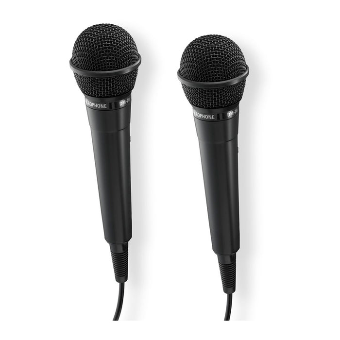 HAMA Audio dynamic microphones “Karaoke”, Set of 2 pcs. with jack cable 2.5 m + adapter, on/off