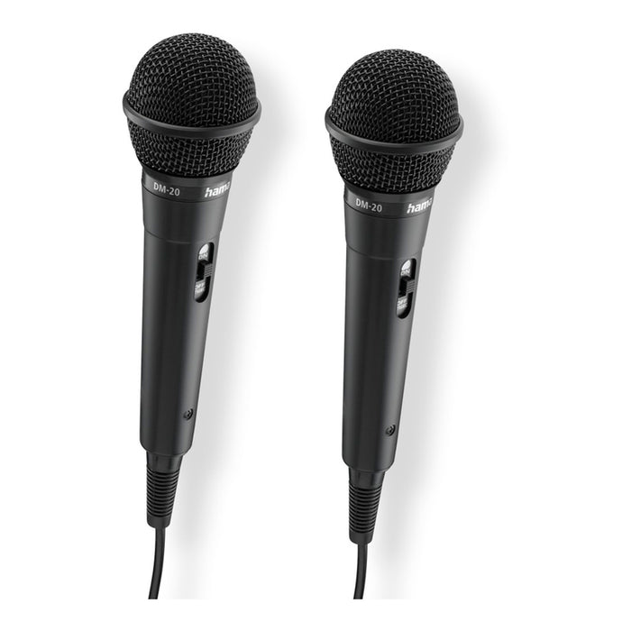 HAMA Audio dynamic microphones “Karaoke”, Set of 2 pcs. with jack cable 2.5 m + adapter, on/off