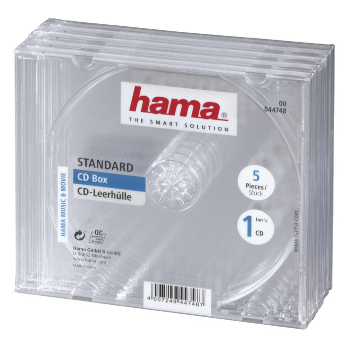 Box for CD/DVD HAMA Jewel Case, transparent, 5 pcs. in a package