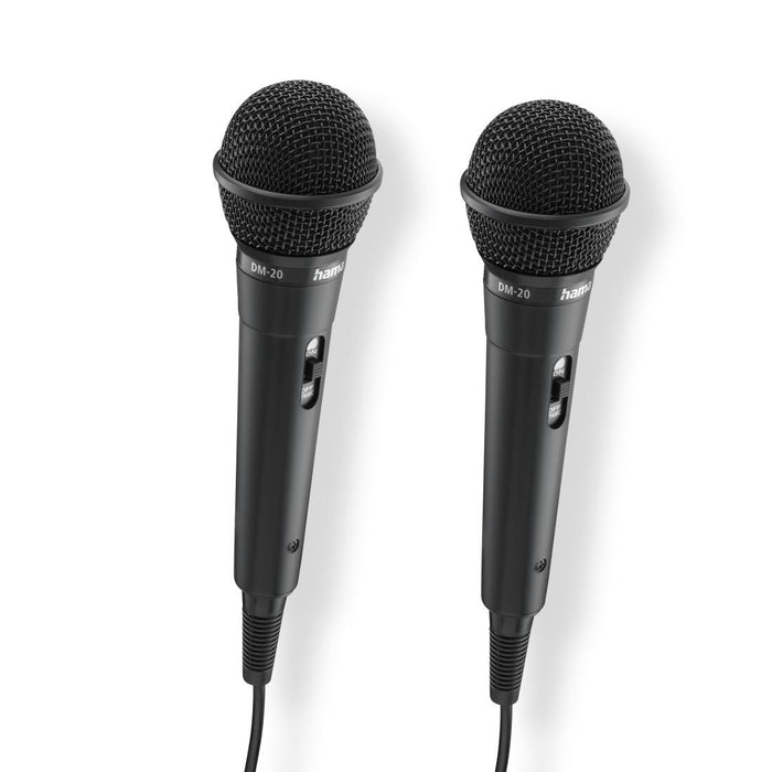 HAMA Audio dynamic microphones “Karaoke”, Set of 2 pcs. with jack cable 2.5 m + adapter, on/off