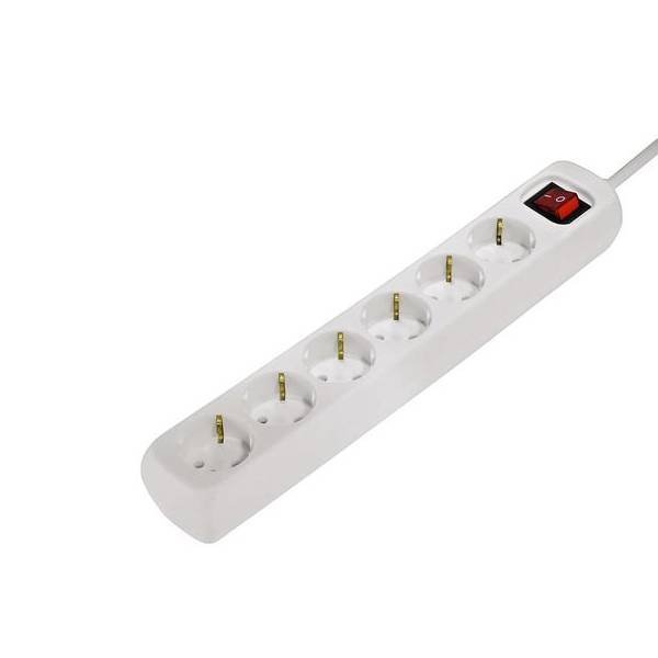 Hama 47778 6X 1.4M Surge Protector with Key and Protector, White