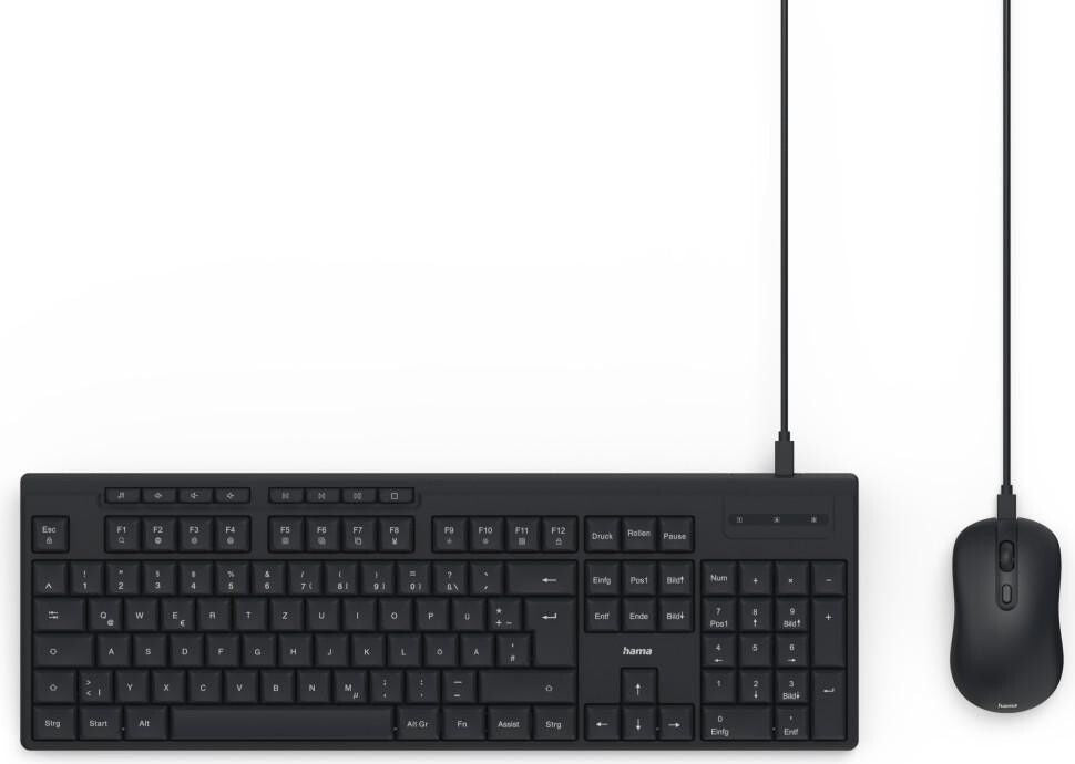 HAMA Wired keyboard and mouse set CKM-200, USB-A, USB-C
