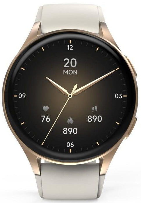 Hama 8900 GPS AMOLED Smartwatch 1.32" with Beige Silicone Strap - Gold